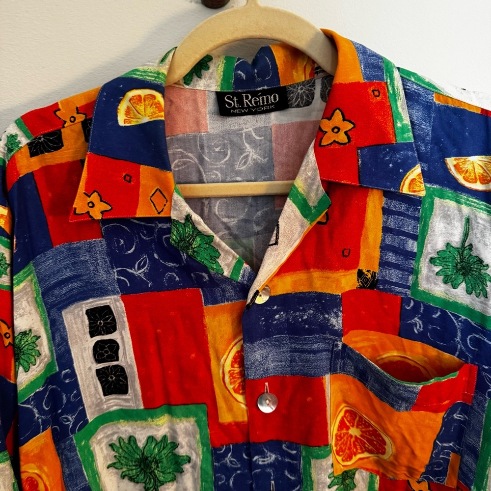VINTAGE ST REMO Colorful 90s Button Down Shirt - Picture 2 of 5